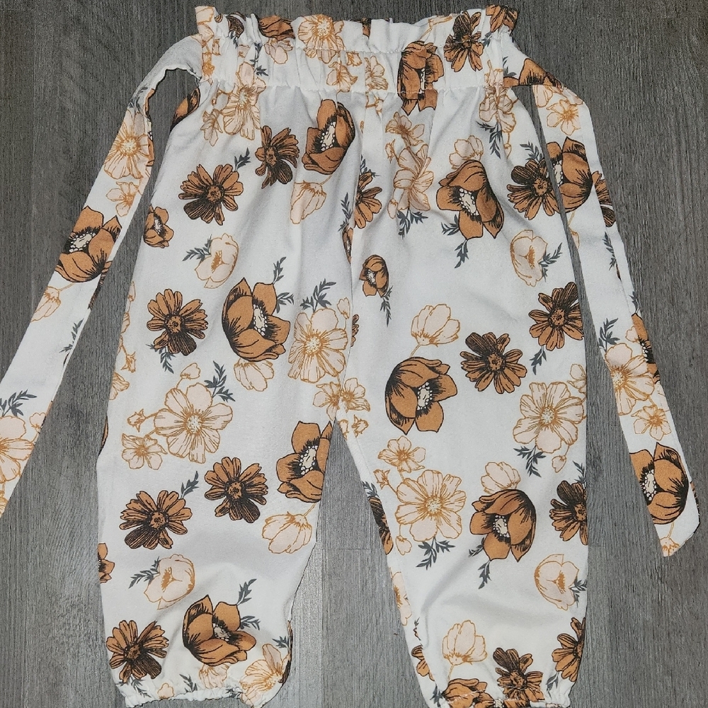 Floral Kids Bottoms - White and Brown